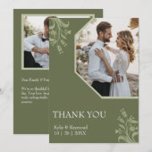 Boho Minimalist Floral Dark Limoen Wedding Bedankkaart (Voorkant / Achterkant)