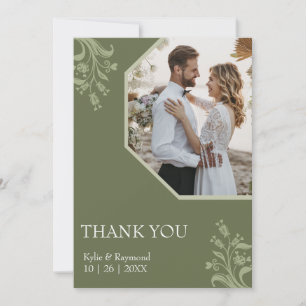 Boho Minimalist Floral Dark Limoen Wedding Bedankkaart