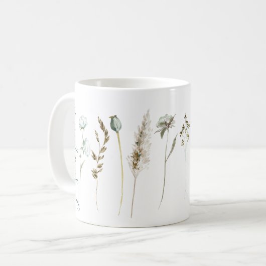 Boho minimalist Floral Koffiemok (Voorkant links)