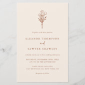 Boho minimalist Floral Terracotta Wedding Invite (Voorkant)