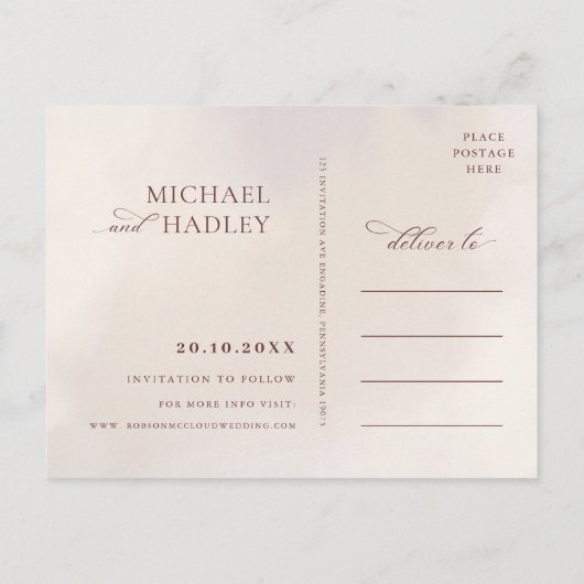 Boho Minimalist Floral Wedding Save the Date Uitnodiging Briefkaart (Achterkant)