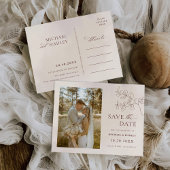 Boho Minimalist Floral Wedding Save the Date Uitnodiging Briefkaart