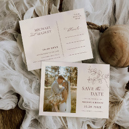 Boho Minimalist Floral Wedding Save the Date Uitnodiging Briefkaart