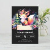 Boho Minimalist Fox Verjaardag digitaal Kaart (Staand voorkant)