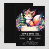 Boho Minimalist Fox Verjaardag digitaal Kaart (Voorkant / Achterkant)