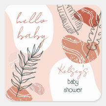 Boho minimalist Hallo Baby shower Blush