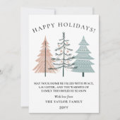 Boho Minimalist Hand Drawn Christmas Trees Feestdagenkaart (Voorkant)