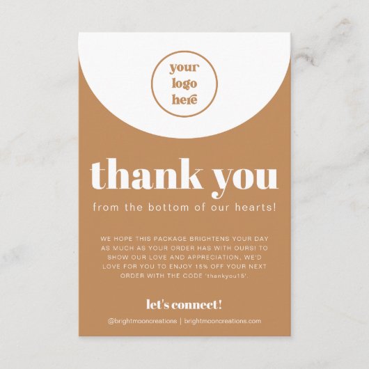 Boho minimalist - Hartelijk dank voor uw bestellin Informatiekaartje (Voorkant)