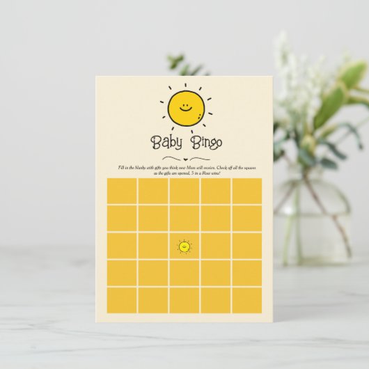 Boho Minimalist Here Comes The Son Baby Bingo spel Kaart (Staand voorkant)