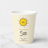 Boho Minimalist Here Comes The Sun Baby shower Papieren Bekers (Voorkant)