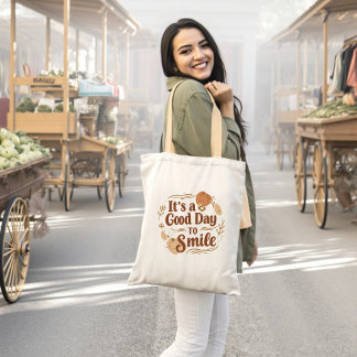 Boho Minimalist Het is een goede dag om te glimlac Tote Bag