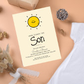 Boho minimalist, hier komt het Son Baby shower Kaart