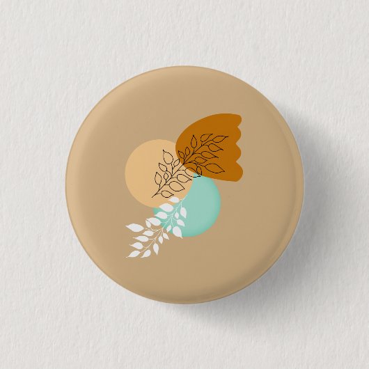 BOHO MINIMALIST LEAVES RONDE BUTTON 3,2 CM (Voorkant)