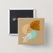 BOHO MINIMALIST LEAVES VIERKANTE BUTTON 5,1 CM (Voorkant /achterkant)