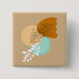BOHO MINIMALIST LEAVES VIERKANTE BUTTON 5,1 CM