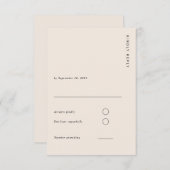 Boho Minimalist Light Beige Modern Simple Wedding RSVP Kaartje (Voorkant / Achterkant)