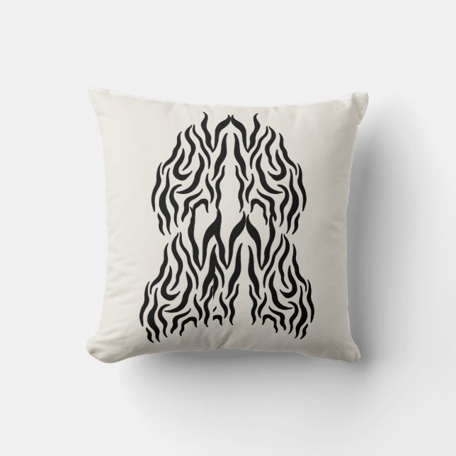 Boho Minimalist Line Art Pillow – 16x16 Modern Dec Kussen (Voorkant)
