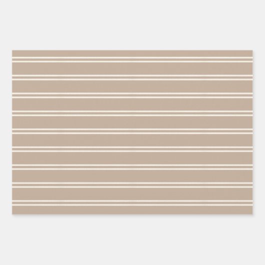 Boho Minimalist Modern Brown Gender Neutral Stripe Inpakpapier Vel (Voorkant 3)