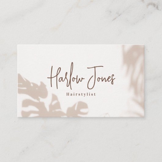 Boho Minimalist Monstera Leaf Shadow Visitekaartje (Voorkant)