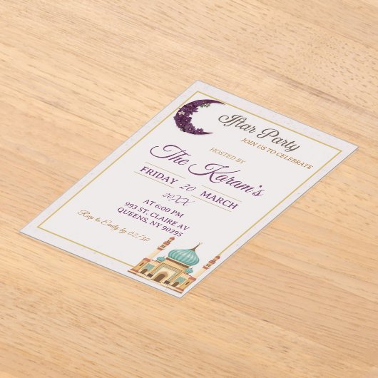 Boho  Minimalist Mosque Ramadan Iftar Party  Acryl Uitnodigingen (Laagn)