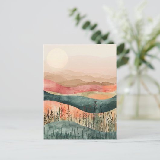 Boho Minimalist Mountain - Aardse Natuur-geïnspire Briefkaart (Staand voorkant)