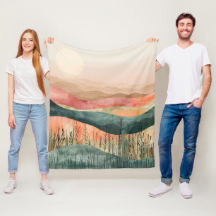 Boho Minimalist Mountain - Aardse Natuur-geïnspire Fleece Deken