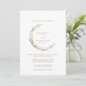 Boho Minimalist Muted Blue & Dried Grass Wedding Kaart (Staand voorkant)