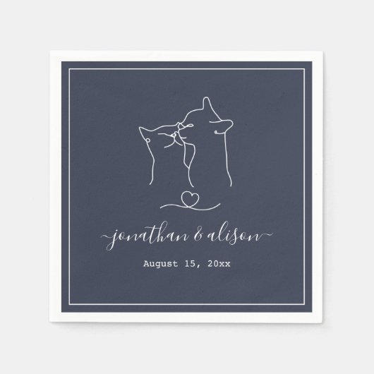 Boho minimalist Navy Blue Verloving Wedding Servet (Voorkant)