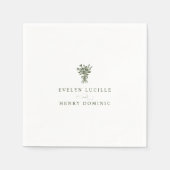 Boho Minimalist Olive Green Wedding Party Servet (Voorkant)