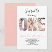 Boho Minimalist One Photo 1st Birthday Kaart (Voorkant / Achterkant)