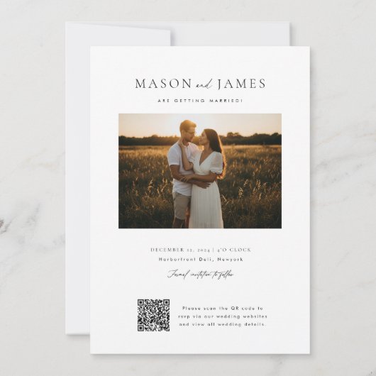 Boho Minimalist QR Code Photo Save The Date (Achterkant)