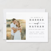 Boho Minimalist QR Code Photo Wedding Kaart (Voorkant)