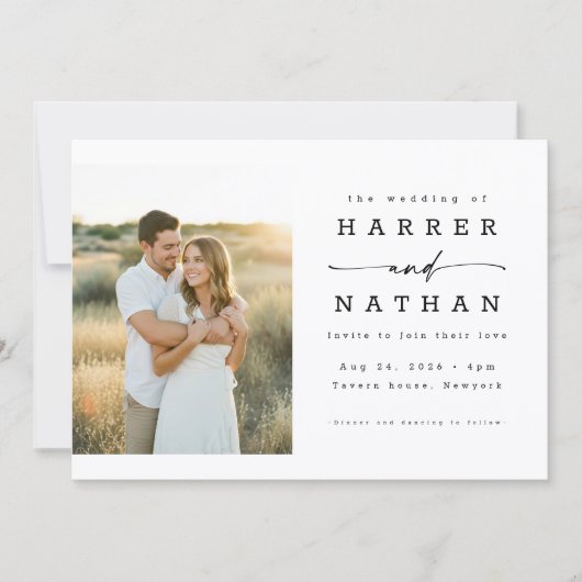 Boho Minimalist QR Code Photo Wedding Kaart (Voorkant)