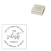 Boho Minimalist Round Logo Familienaam Adres Rubberstempel (Gestempeld)