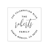 Boho Minimalist Round Logo Familienaam Adres Rubberstempel (Afrduk)
