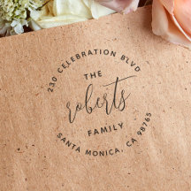 Boho Minimalist Round Logo Familienaam Adres