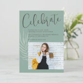 Boho Minimalist Sage Green Afstuderen Kaart (Staand voorkant)