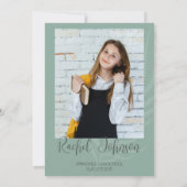 Boho Minimalist Sage Green Afstuderen Kaart (Achterkant)