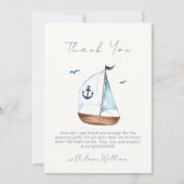 Boho Minimalist Sailboat Anchor Baby shower Bedankkaart (Voorkant)
