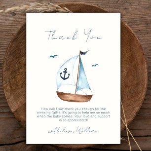 Boho Minimalist Sailboat Anchor Baby shower Bedankkaart