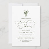 Boho Minimalist Script Olive Green Bridal Shower Kaart (Voorkant)