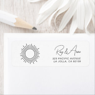 Boho Minimalist Script Sun Sketch Return Address Etiket