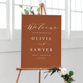 Boho Minimalist Script Terracotta Wedding Welkom Poster