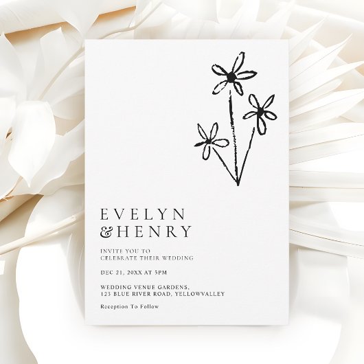 Boho Minimalist Simple Chic Wedding Kaart