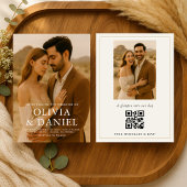 Boho Minimalist Simple Photo Wedding Kaart