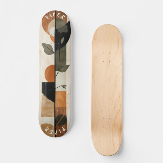 Boho Minimalist Skateboard - Aardse Geometrische L (Voorkant)