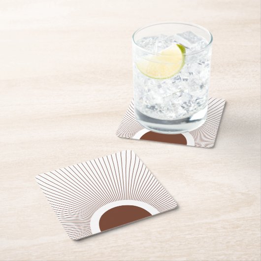 Boho Minimalist Sun Kartonnen Onderzetters (Insitu)