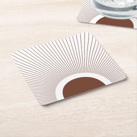 Boho Minimalist Sun Kartonnen Onderzetters (Schuin)