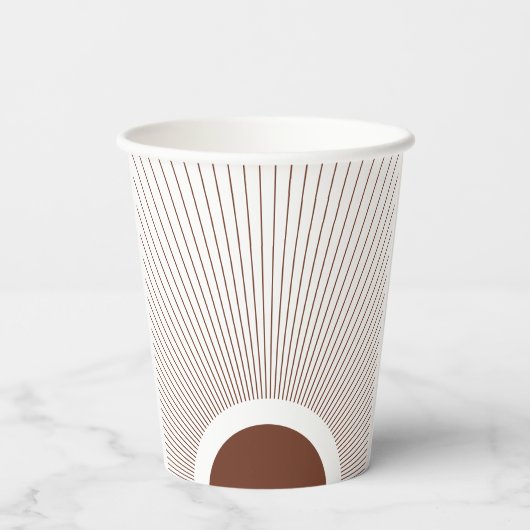 Boho Minimalist Sun Papieren Bekers (Achterkant)
