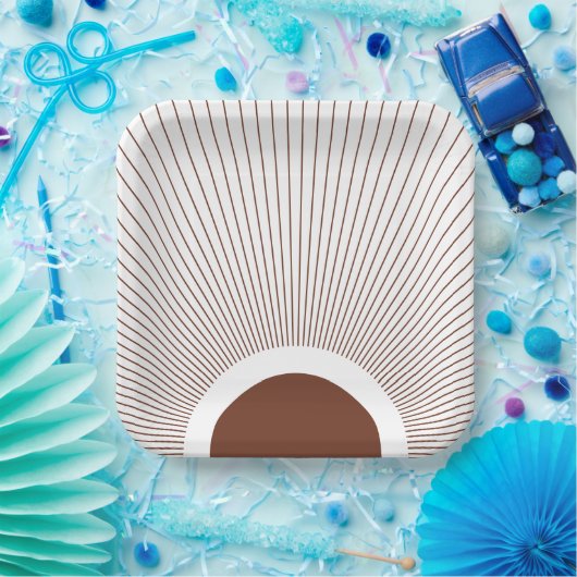 Boho Minimalist Sun Papieren Bordje (Feest)